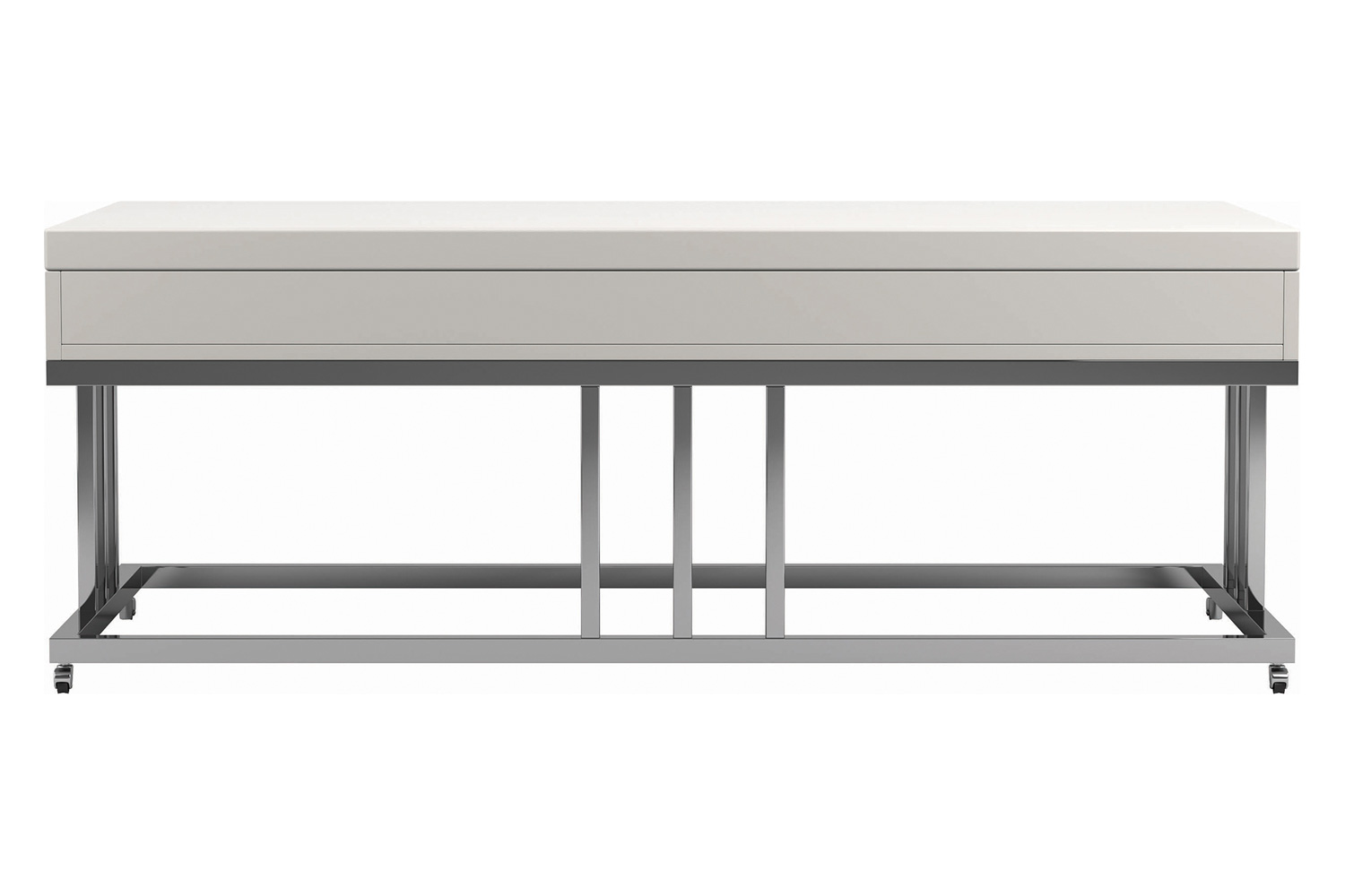 Coaster - 2-Drawer Rectangular Coffee Table in Glossy White/Chrome