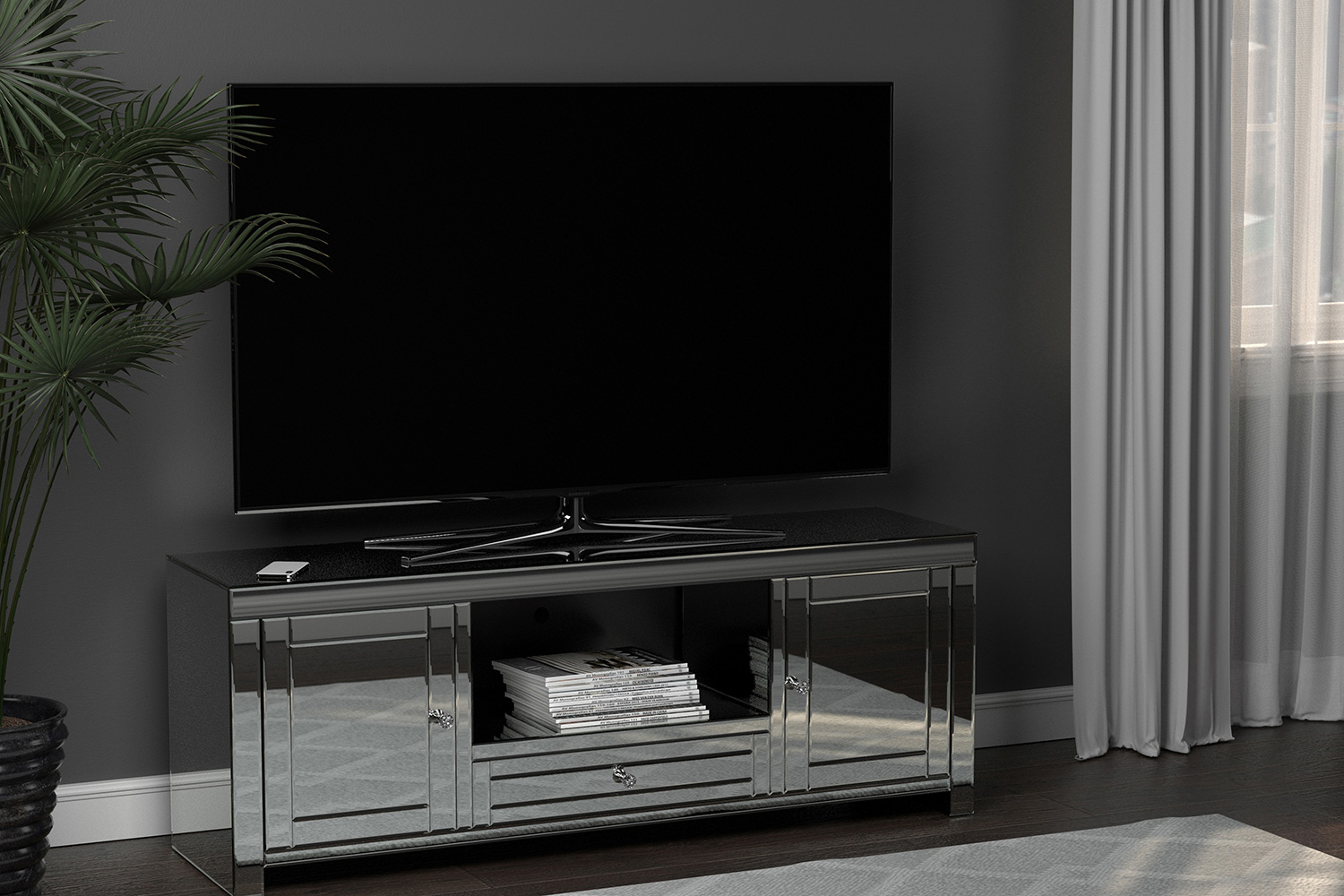 Coaster - 2-Door TV Console in Silver