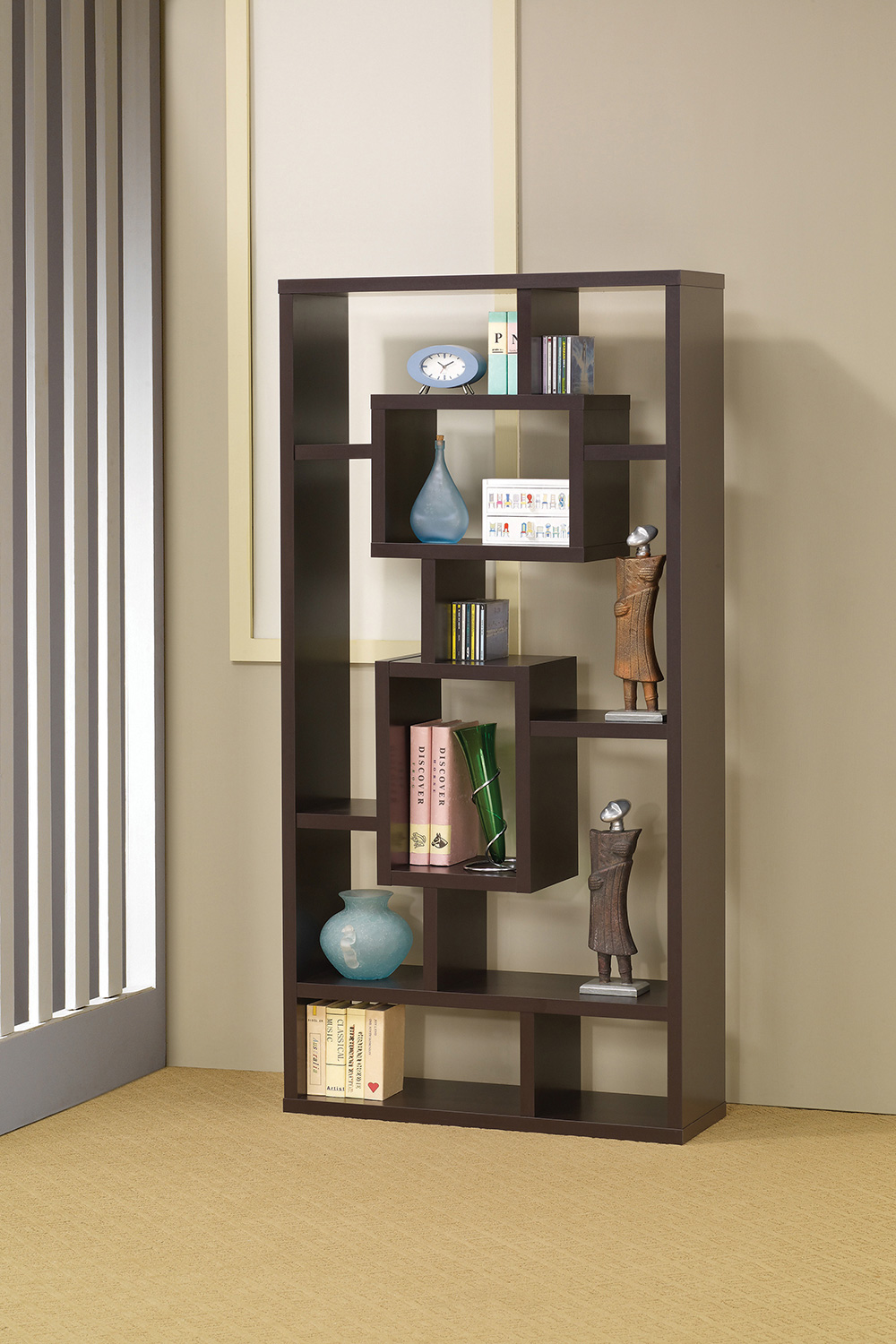 Coaster Howie 10-Shelf Bookcase - Cappuccino