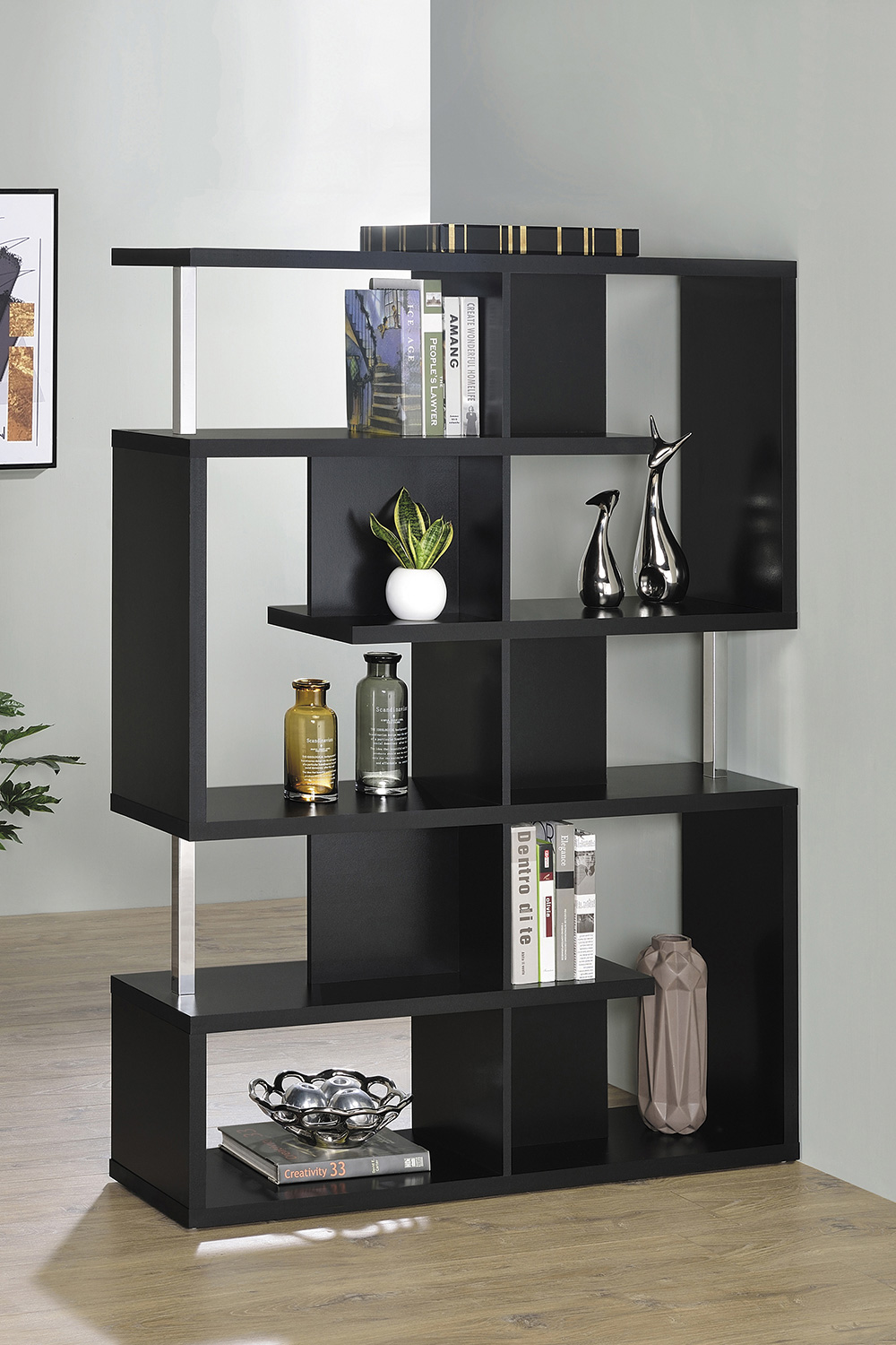 Coaster Hoover 5-Tier Bookcase - Black/Chrome
