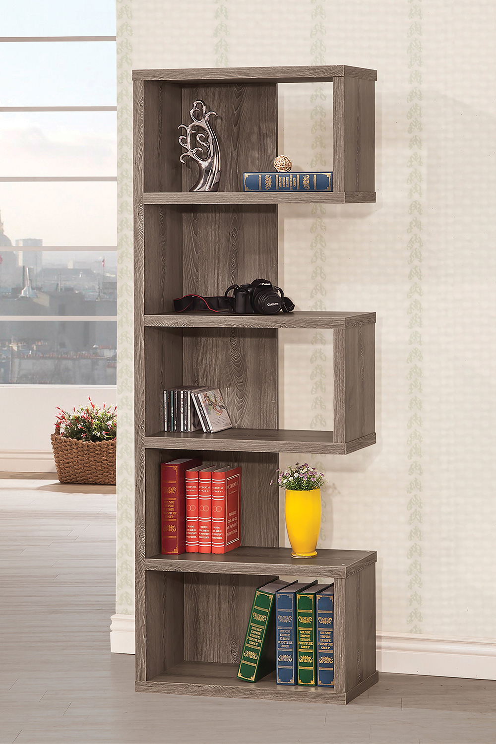 Coaster Joey 5-Tier Bookcase - Weathered Gray