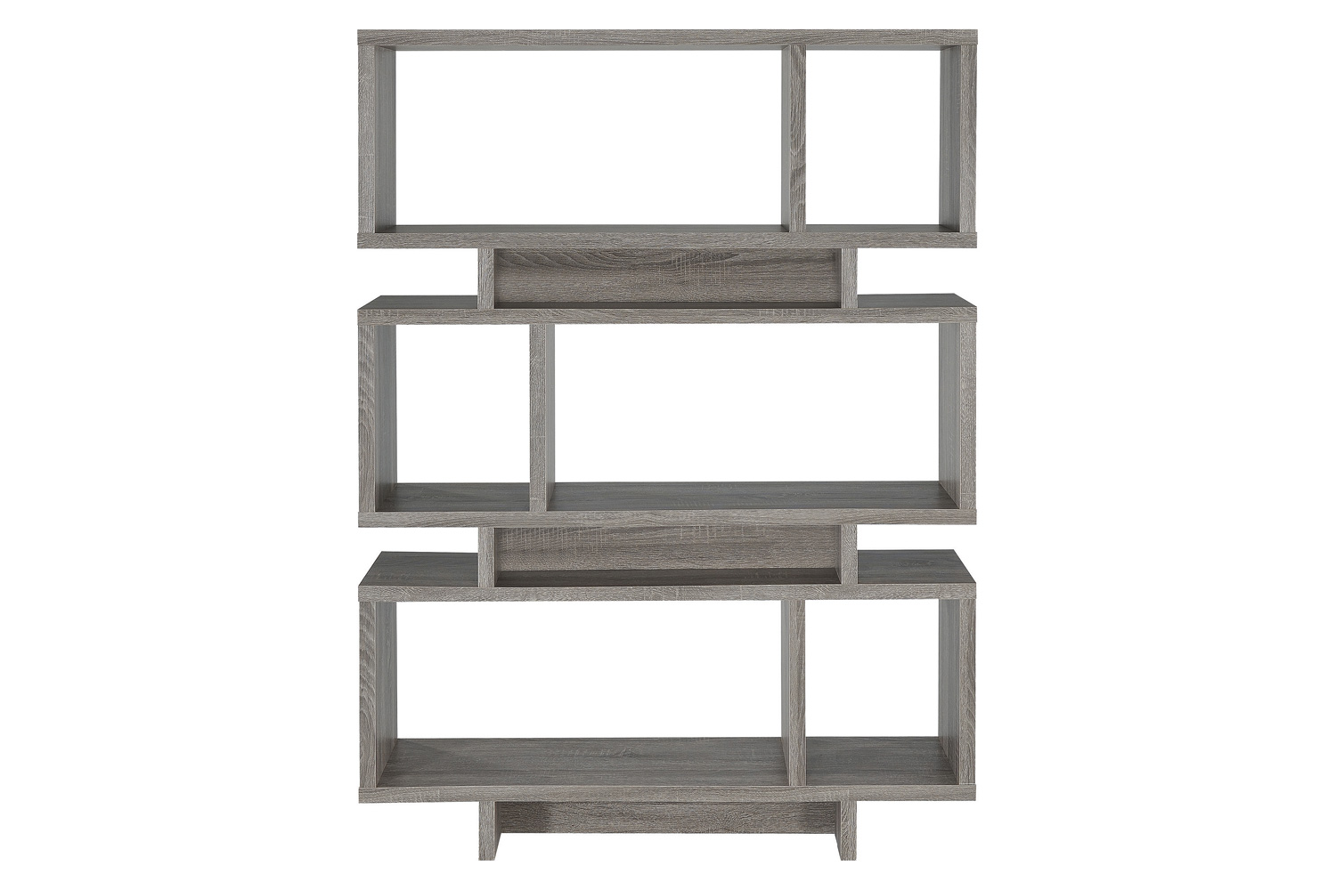 Coaster - Reid 3-Tier Geometric Bookcase in Weathered Gray