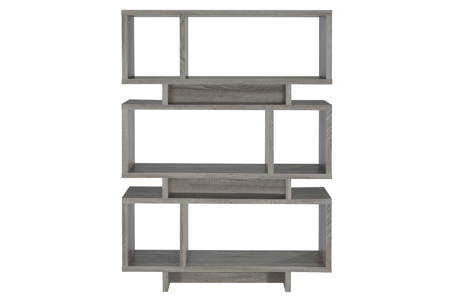 Coaster - Reid 3-Tier Geometric Bookcase in Weathered Gray