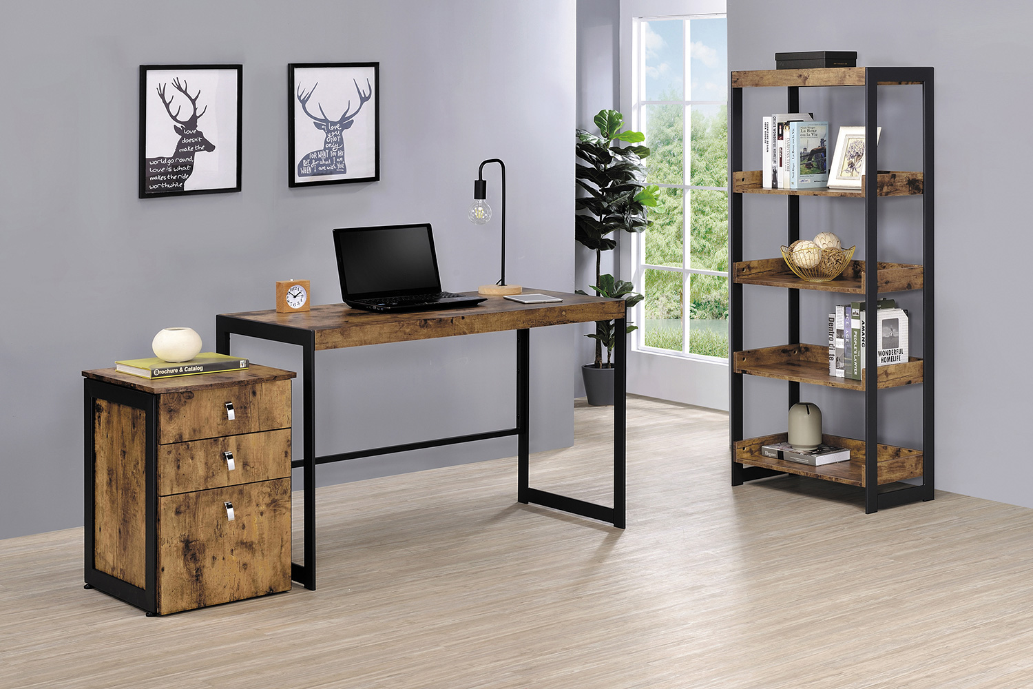 Coaster - Estrella 3-Drawer File Cabinet in Antique Nutmeg/Gunmetal