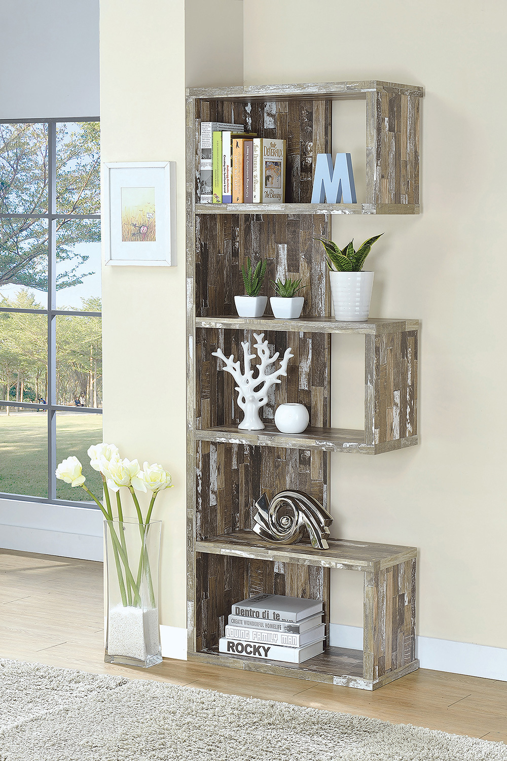 Coaster Joey 5-Tier Bookcase - Salvaged Cabin
