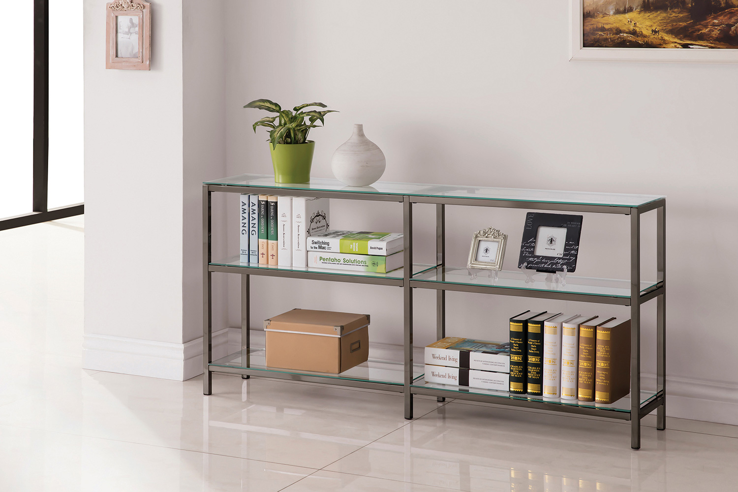 Coaster - Kate 2-Tier Bookcase in Black Nickel