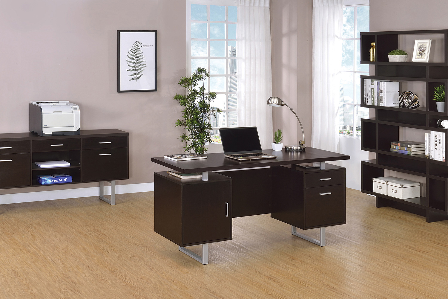 Coaster Lawtey Rectangular Storage Office Desk - Cappuccino