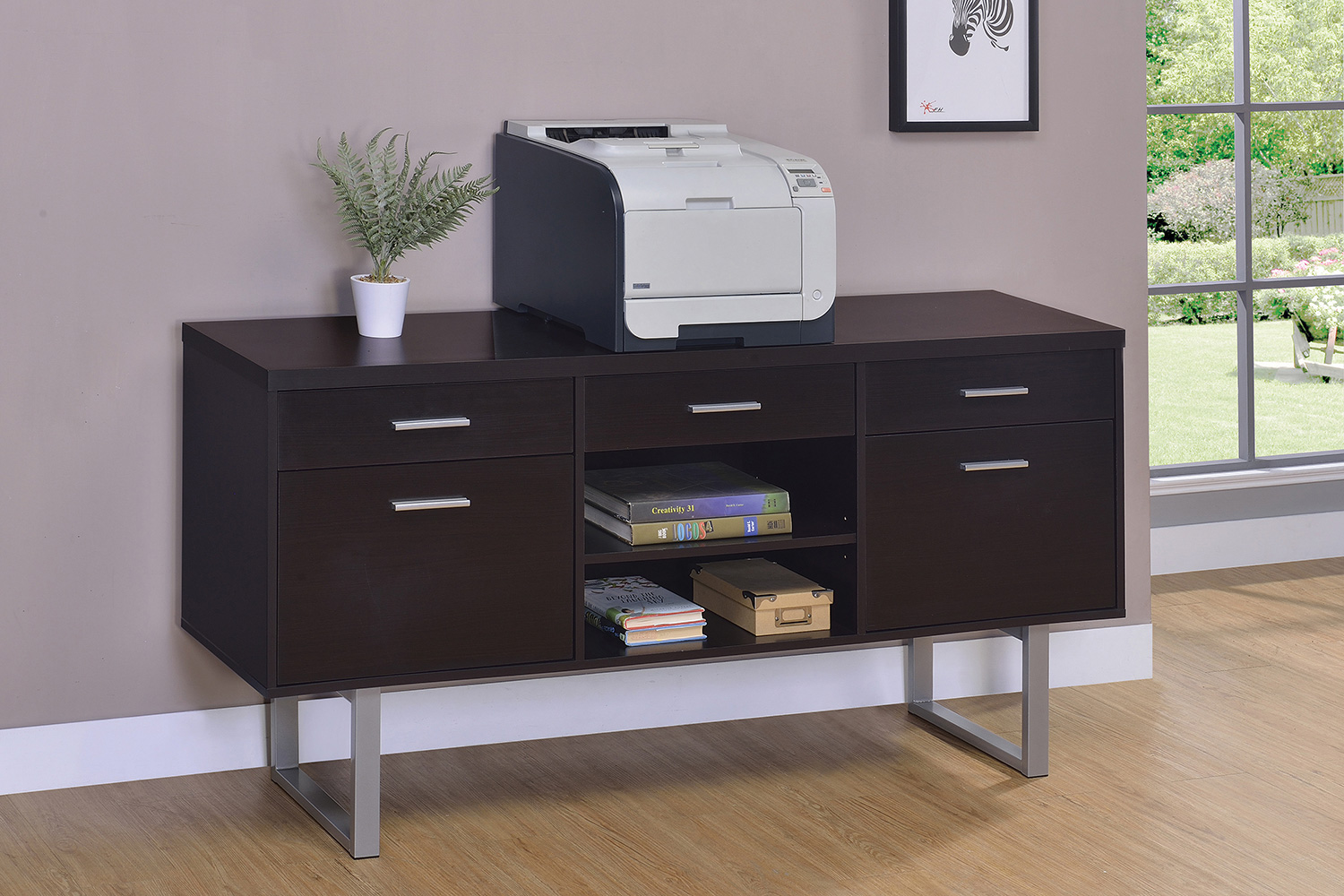 Coaster - Lawtey 5-Drawer Credenza With Adjustable Shelf in Cappuccino