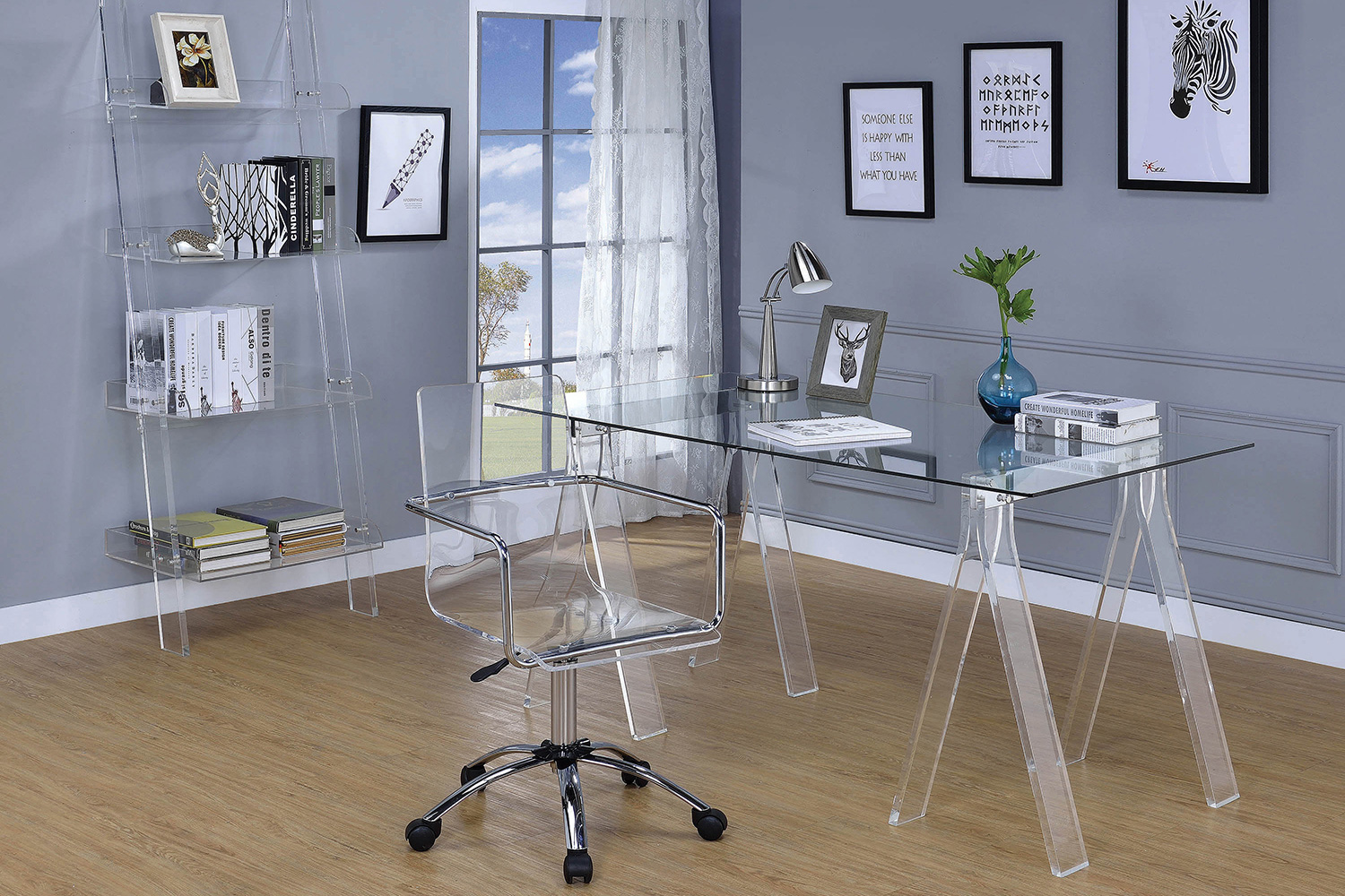 Coaster - Amaturo Writing Desk With Glass Top in Clear