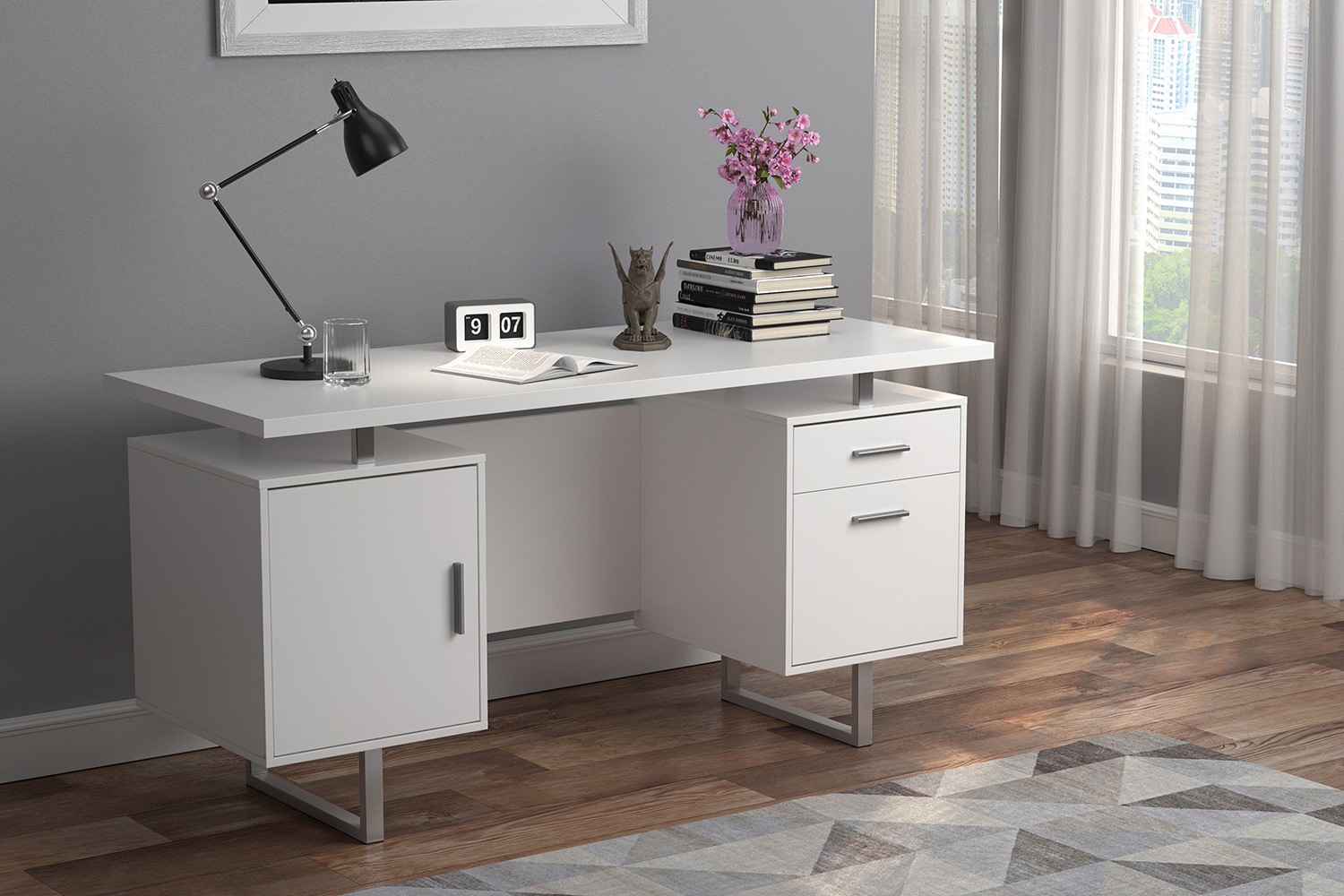 Coaster Lawtey Floating Top Office Desk - White Gloss
