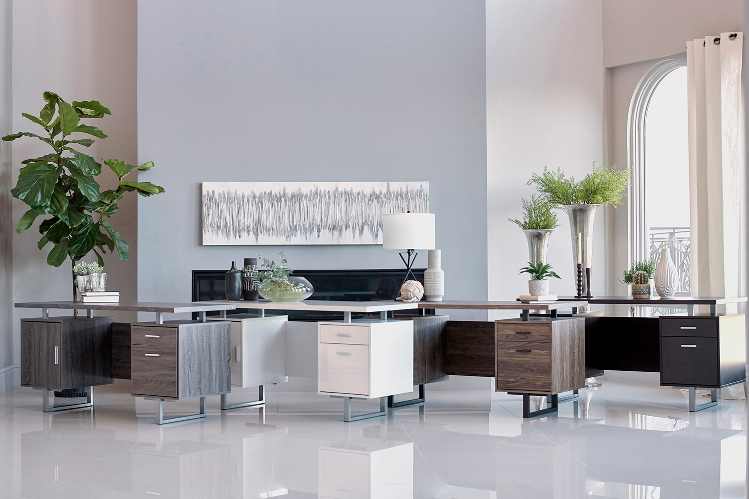 Coaster Lawtey Floating Top Office Desk - White Gloss