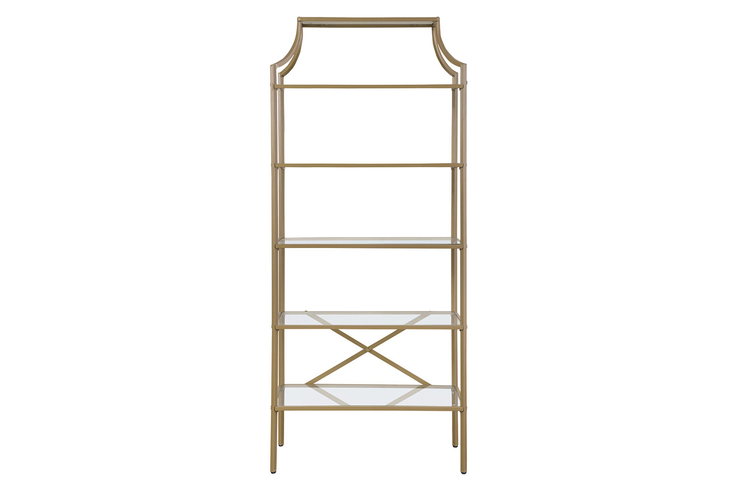 Coaster - 5-Tier Tempered Glass Shelves Bookcase in Matte Gold