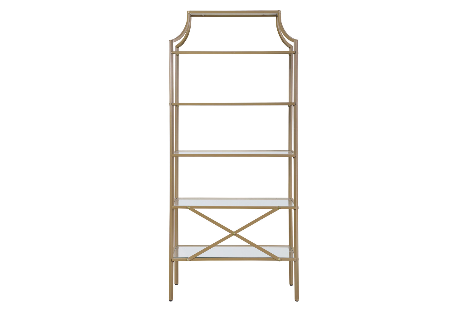 Coaster - 5-Tier Tempered Glass Shelves Bookcase in Matte Gold