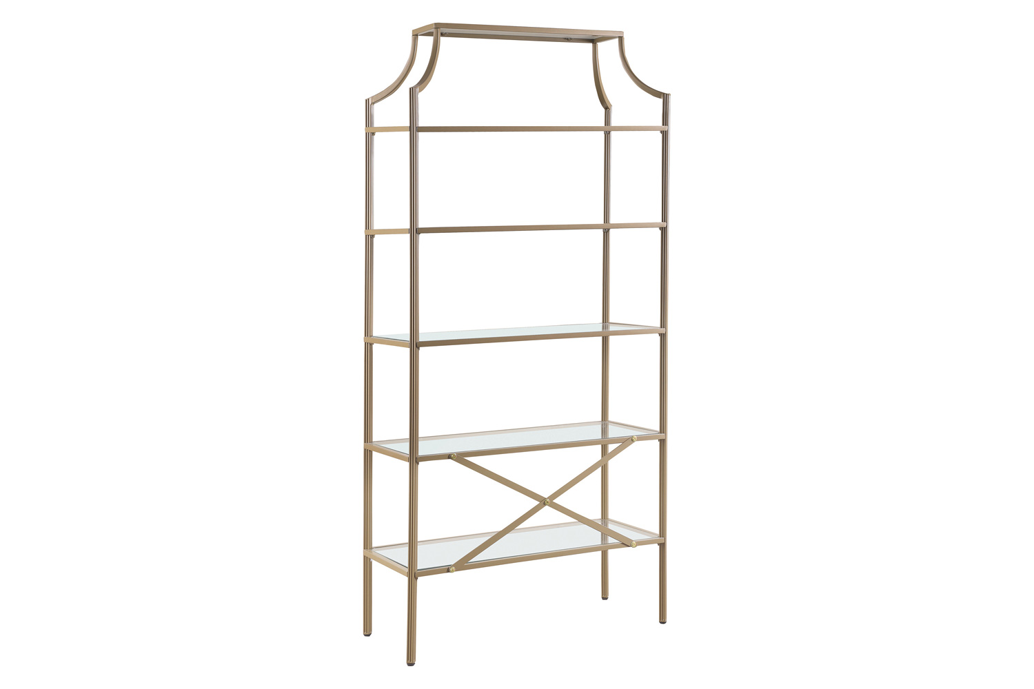 Coaster - 5-Tier Tempered Glass Shelves Bookcase in Matte Gold