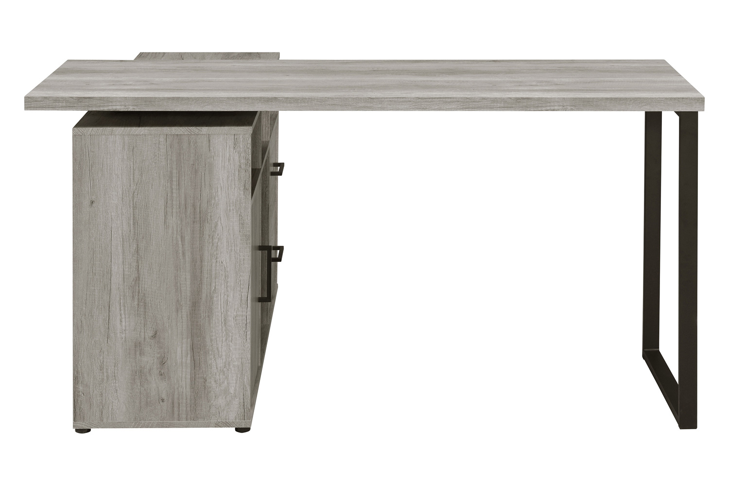 Coaster Hertford L-Shape Office Desk with Storage - Gray Driftwood