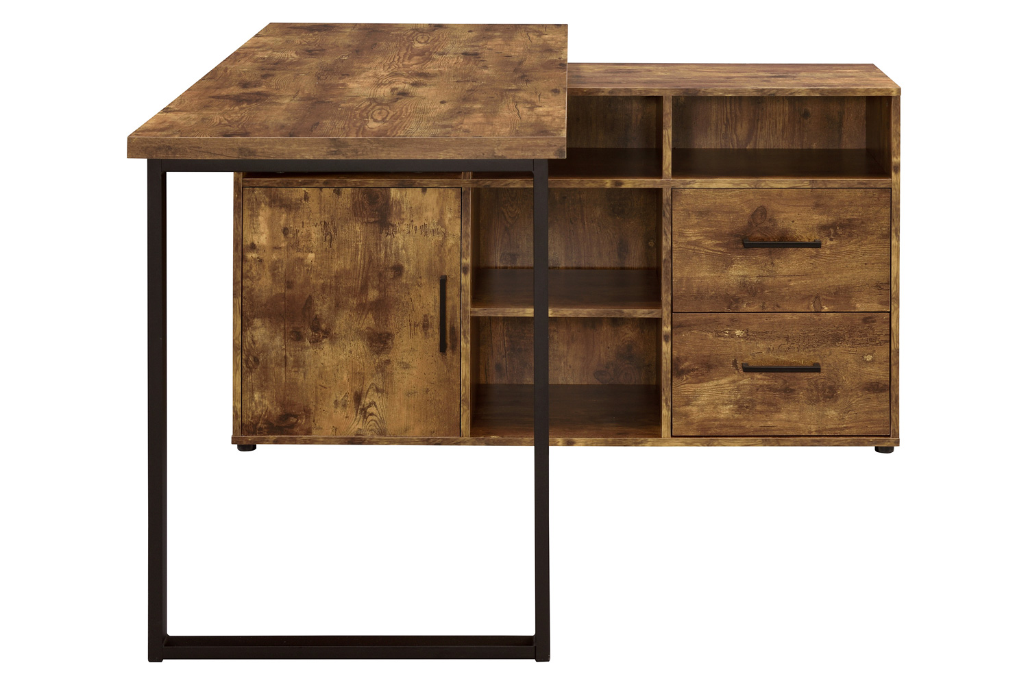 Coaster Hertford L-Shape Office Desk with Storage - Antique Nutmeg