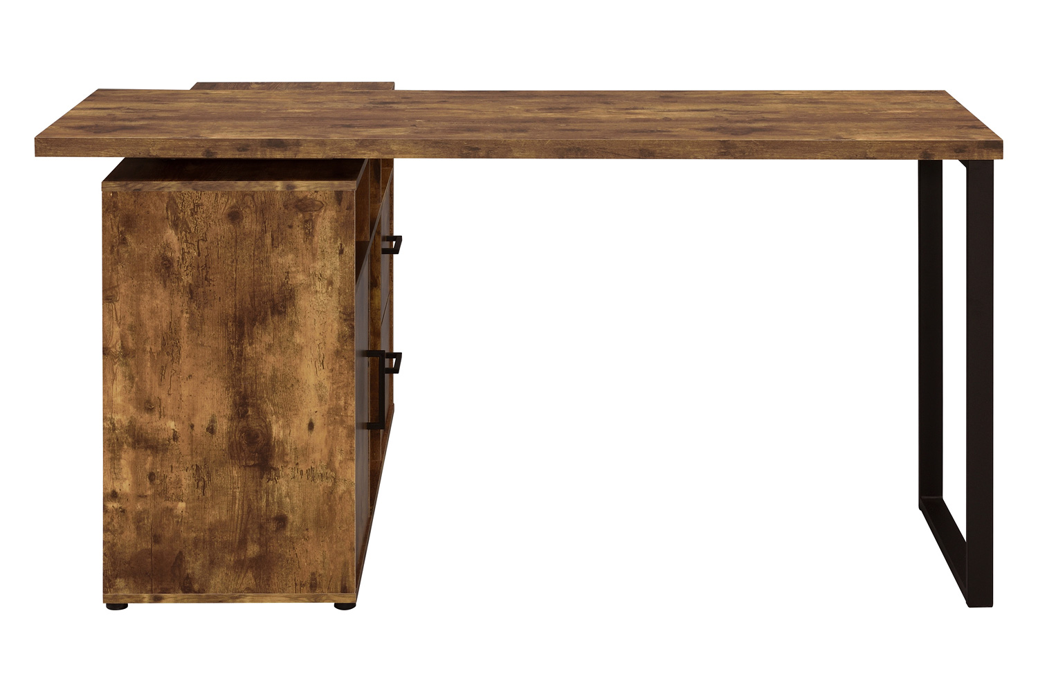 Coaster Hertford L-Shape Office Desk with Storage - Antique Nutmeg