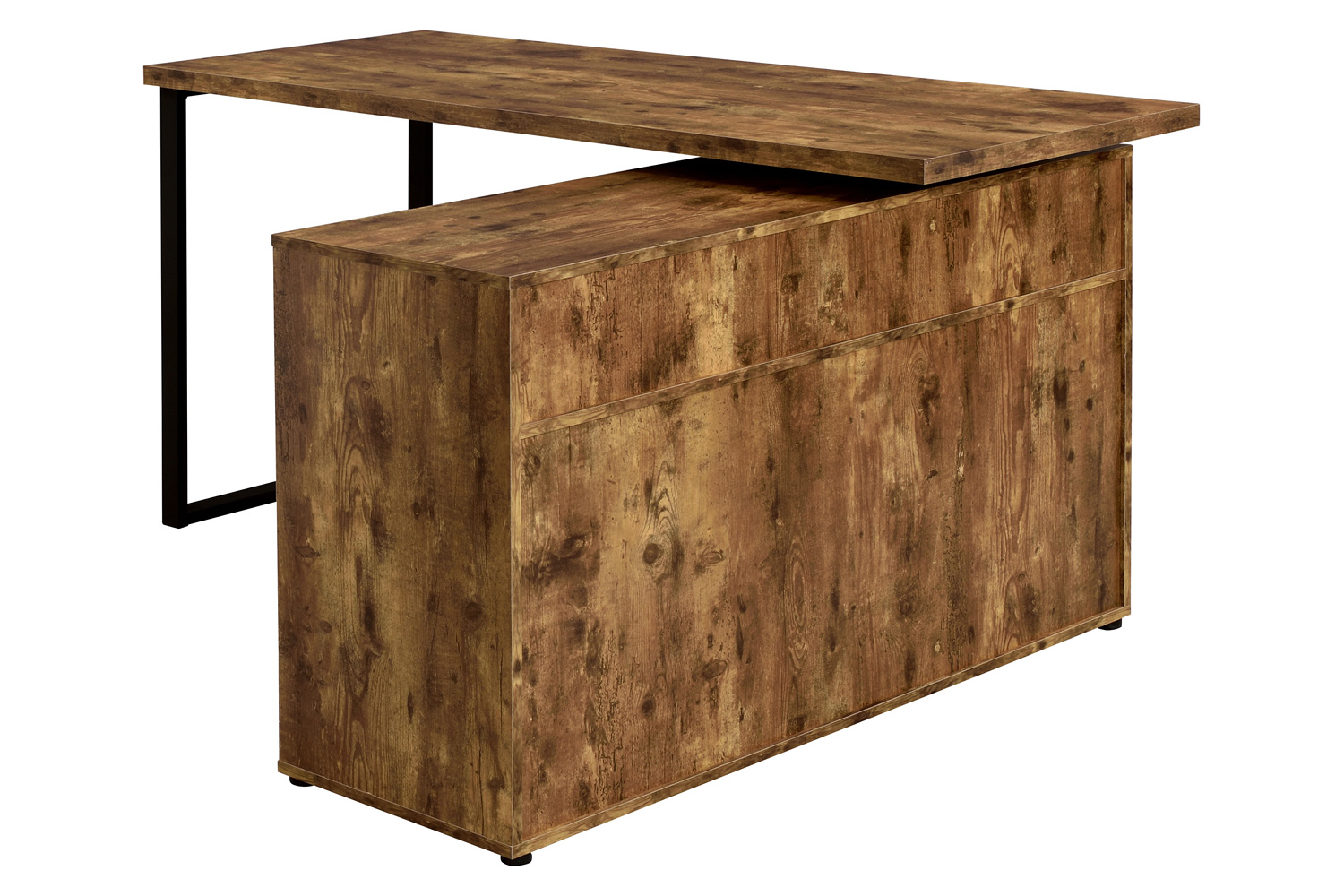 Coaster Hertford L-Shape Office Desk with Storage - Antique Nutmeg