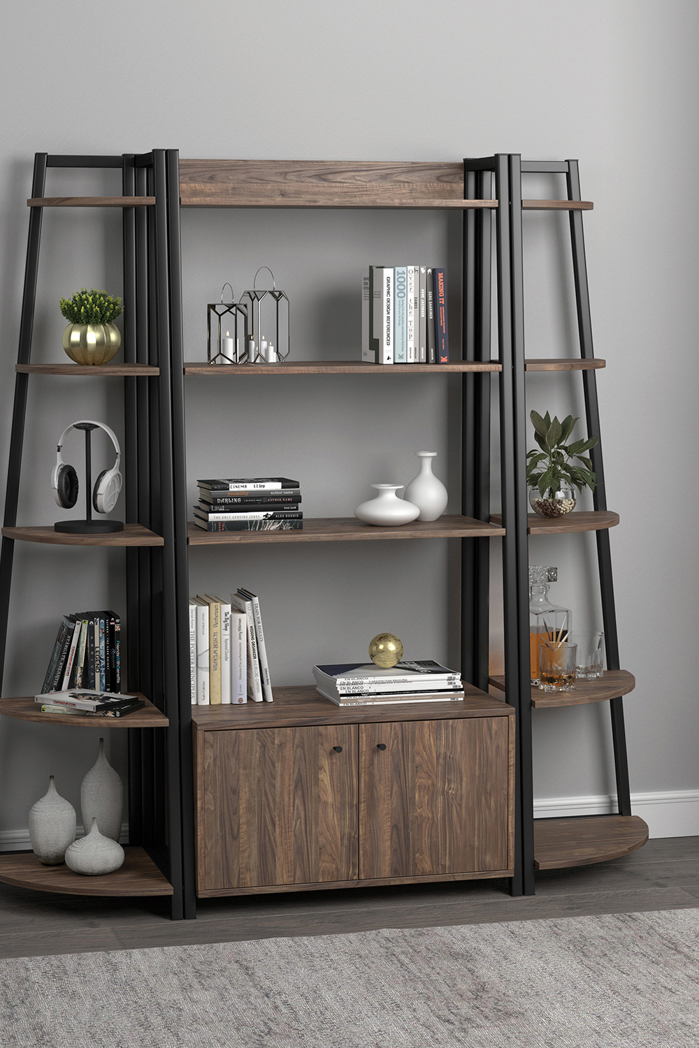 Coaster - Jacksonville 5-Tier Corner Bookcase in Aged Walnut