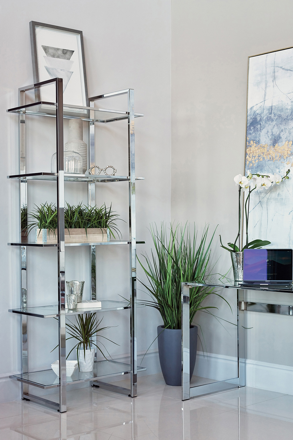 Coaster - Hartford Glass Shelf Bookcase in Chrome
