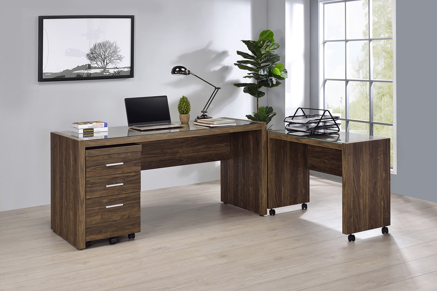 Coaster Luetta 59-Inch Rectangular Writing Desk - Aged Walnut