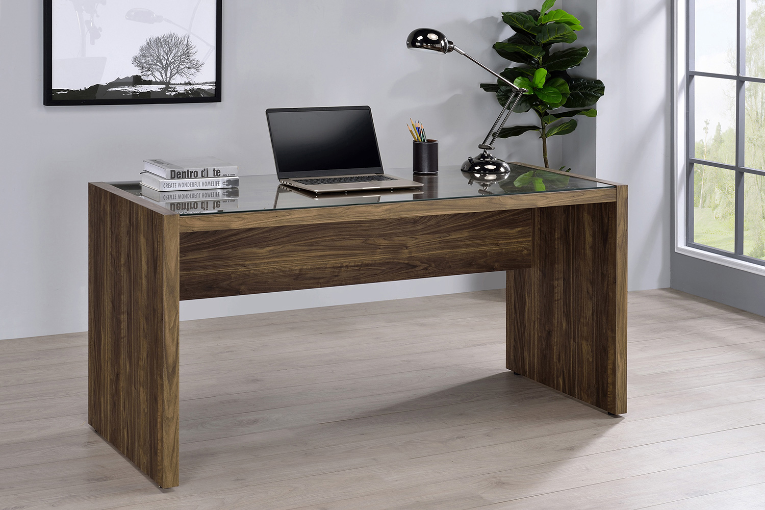 Coaster Luetta 59-Inch Rectangular Writing Desk - Aged Walnut