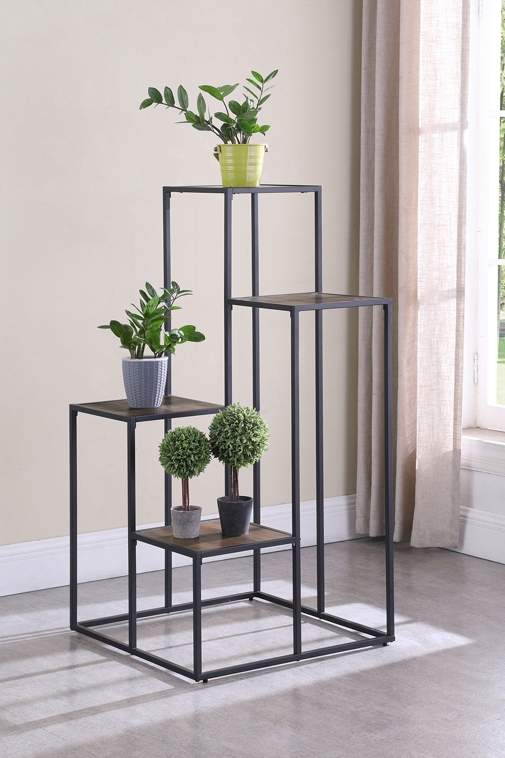 Coaster - 4-Tier Display Shelf in Rustic Brown/Black