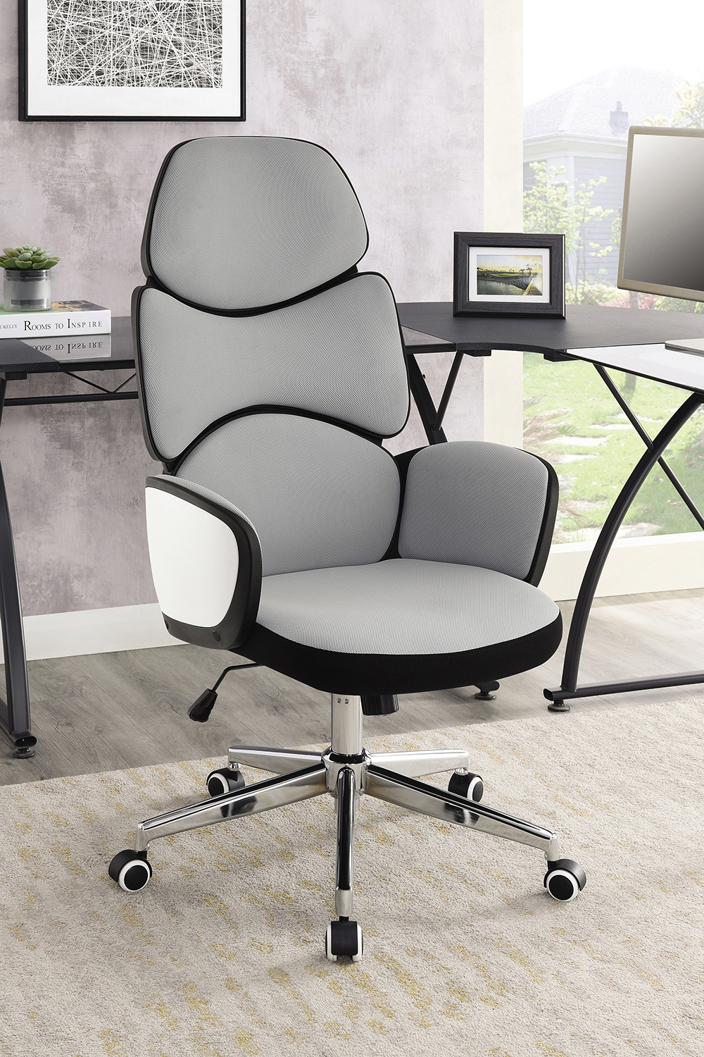 Coaster - Upholstered Office Chair With Casters 881356 in Gray/Chrome