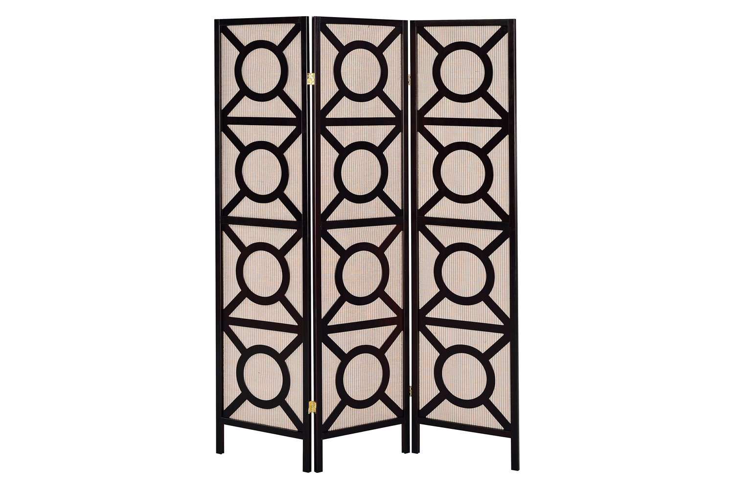 Coaster - 3-Panel Geometric Folding Screen in Tan/Cappuccino