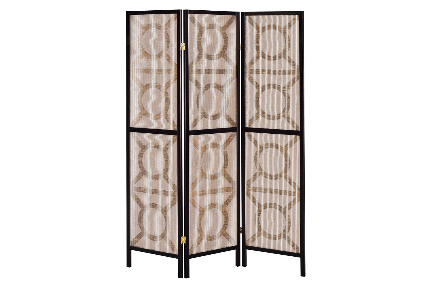 Coaster - 3-Panel Geometric Folding Screen in Tan/Cappuccino