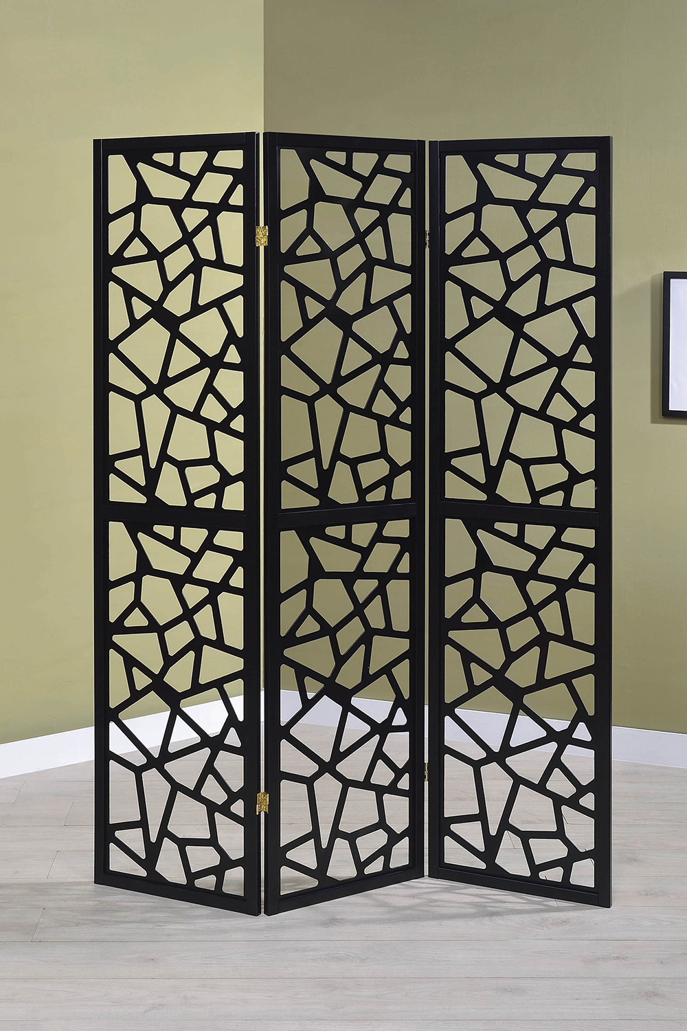 Coaster - 3-Panel Open Mosaic Pattern Room in Divider Black