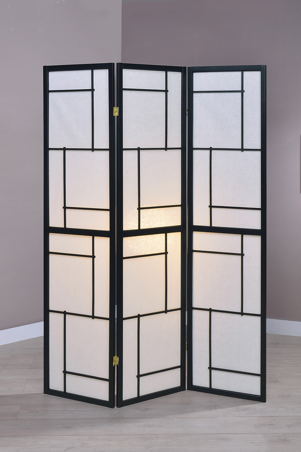 Coaster - 3-Panel Folding Floor Screen in Black/White