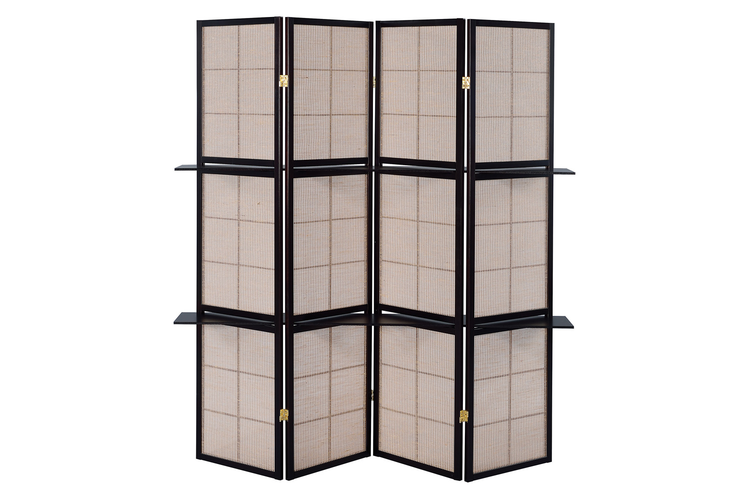 Coaster - 4-Panel Folding Screen With Removable Shelves in Tan/Cappuccino