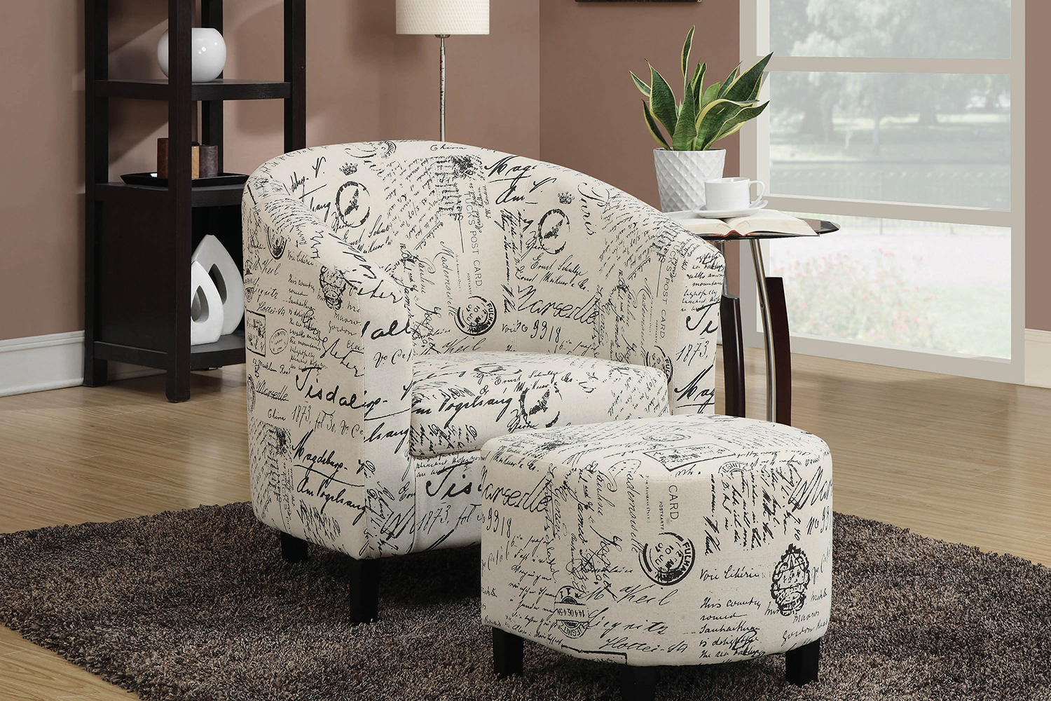 Coaster - 2-Piece Upholstered Accent Chair And Ottoman in Off White