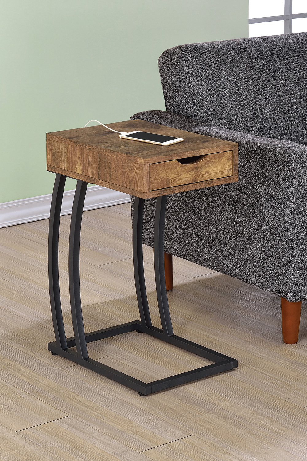 Coaster Accent Table with Power Outlet - Antique Nutmeg