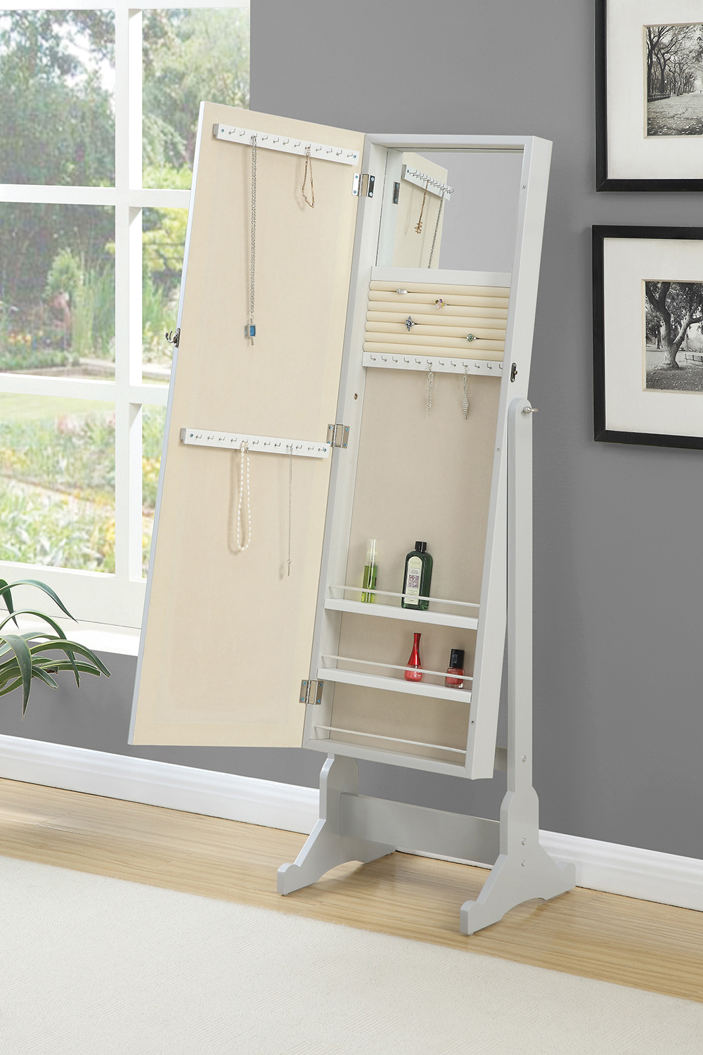 Coaster Storage Jewelry Cheval Mirror - Dove Gray