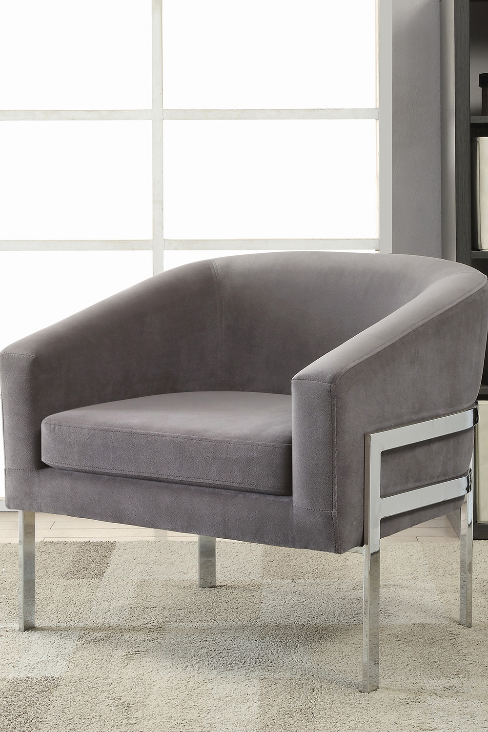 Coaster - Barrel Back Accent Chair With Sloped Arm in Gray