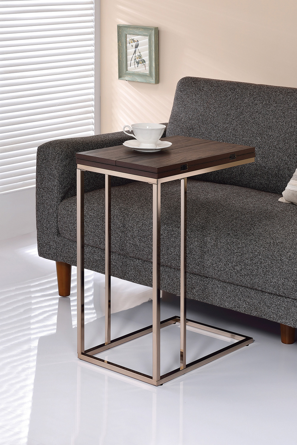 Coaster Expandable Top Accent Table - Chestnut/Chrome