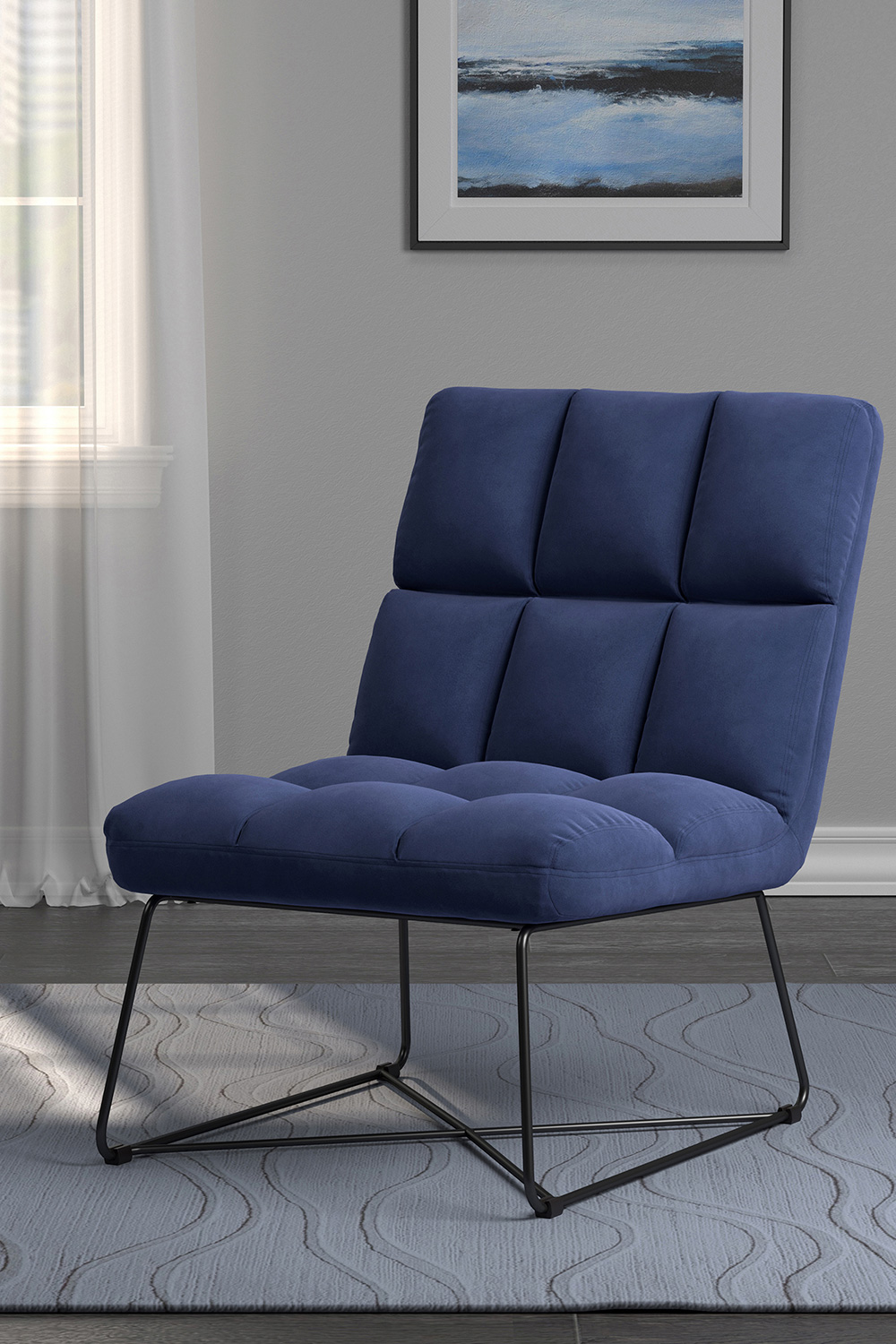Coaster Armless Upholstered Accent Chair - Midnight Blue