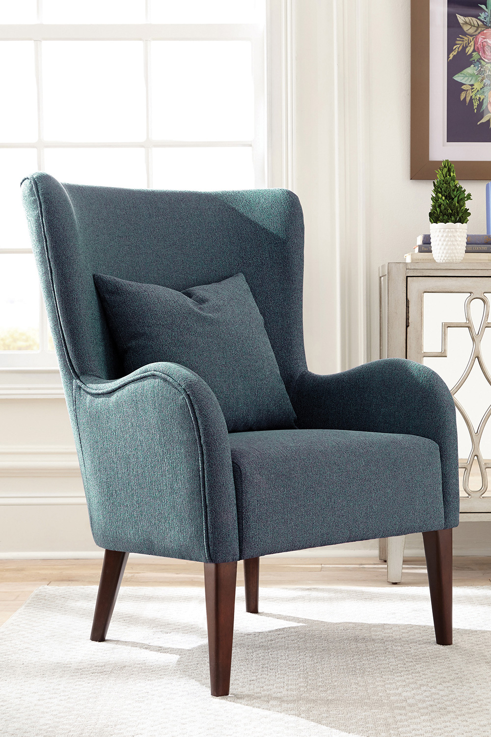 Coaster - Curved Arm Upholstered Accent Chair in Blue