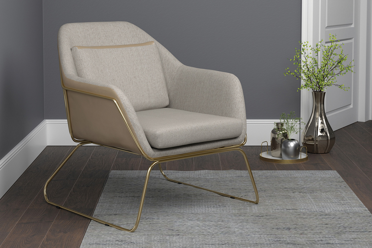 Coaster Metal Sled Leg Accent Chair - Beige