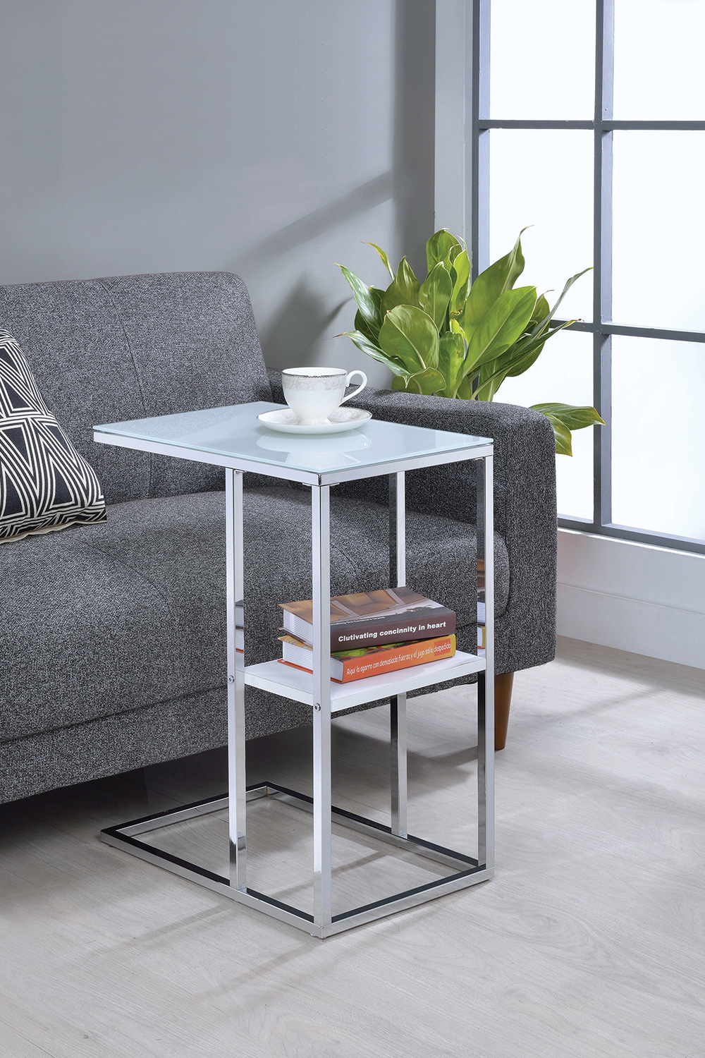 Coaster - 1-Shelf Accent Table in Chrome/White