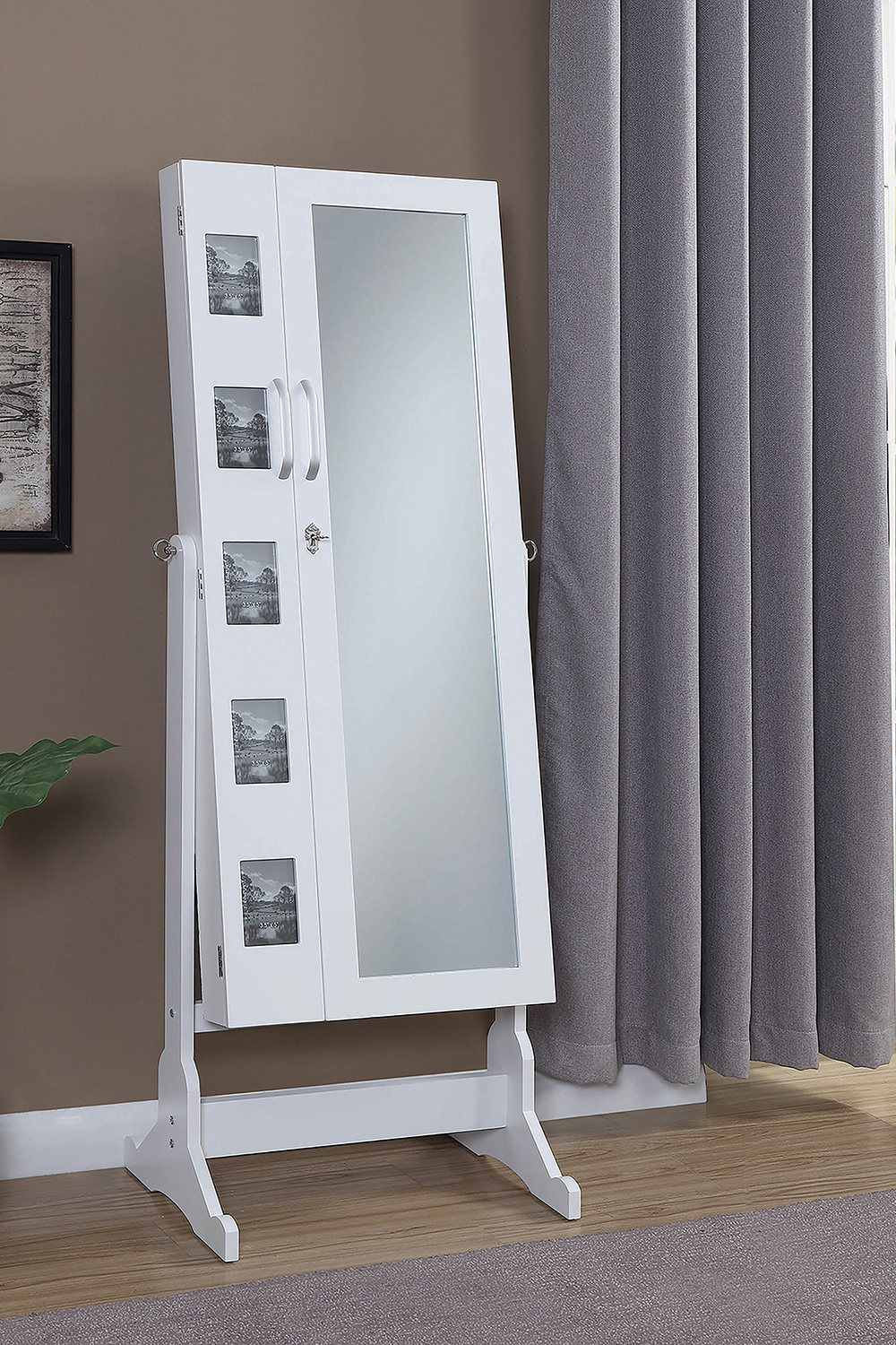 Coaster - Jewelry Cheval Mirror With Picture Frames in White