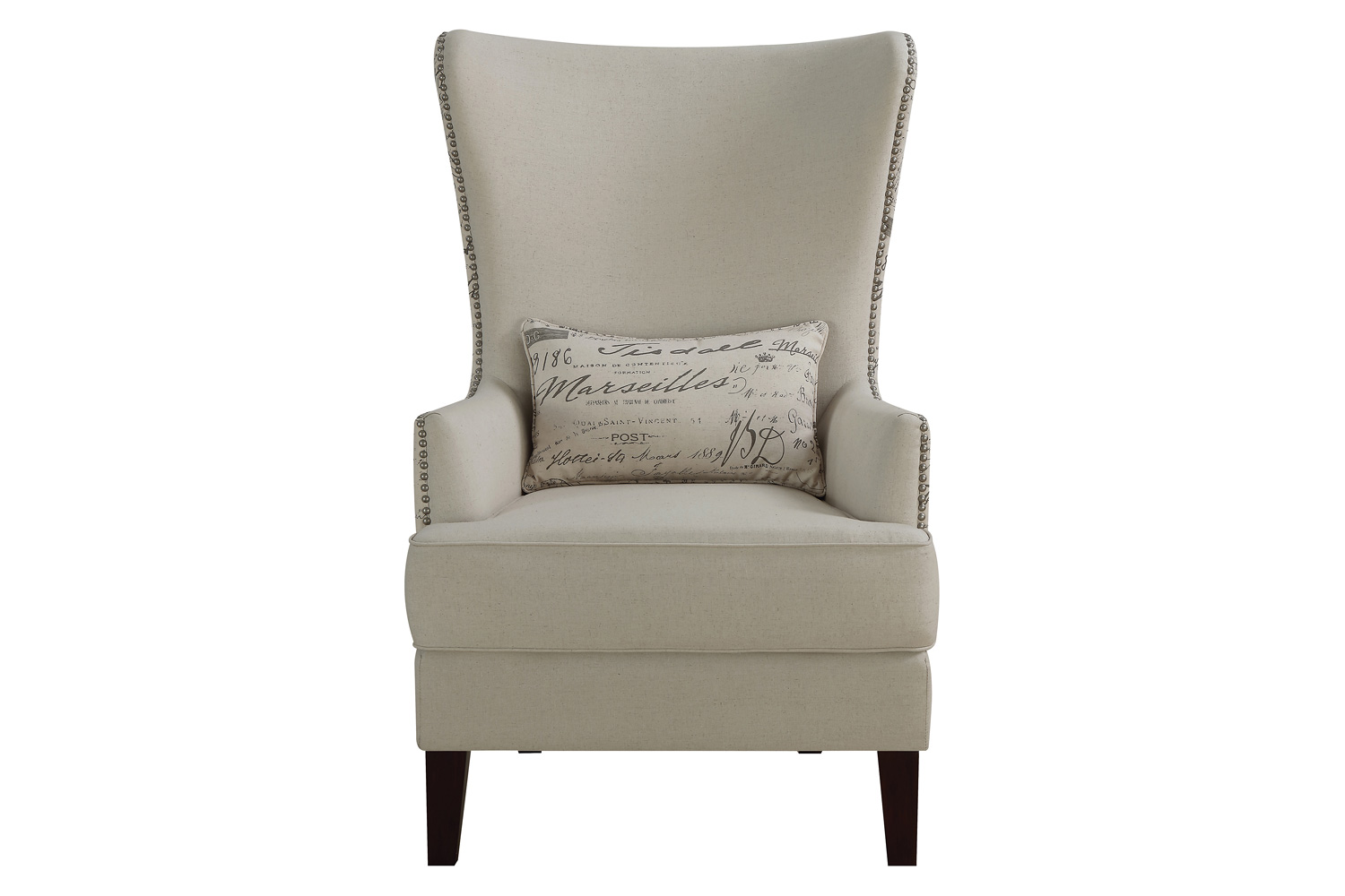 Coaster - Curved Arm High Back Accent Chair in Cream