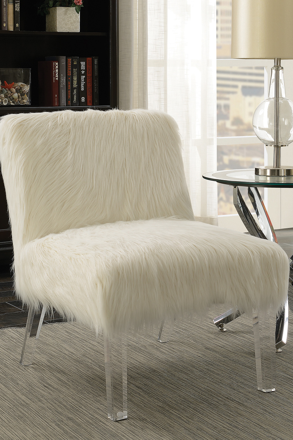 Coaster - Faux Sheepskin Upholstered Accent Chair in White