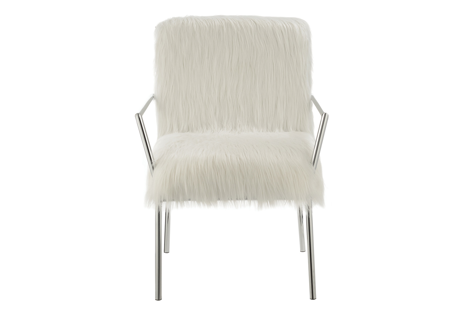 Coaster - Faux Sheepskin Upholstered Accent Chair With Metal Arm in White