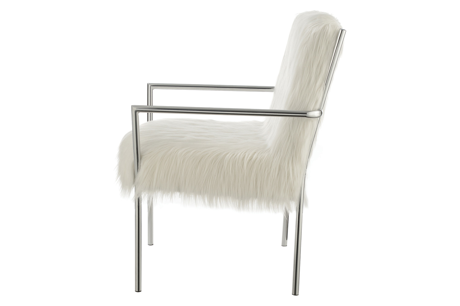 Coaster - Faux Sheepskin Upholstered Accent Chair With Metal Arm in White