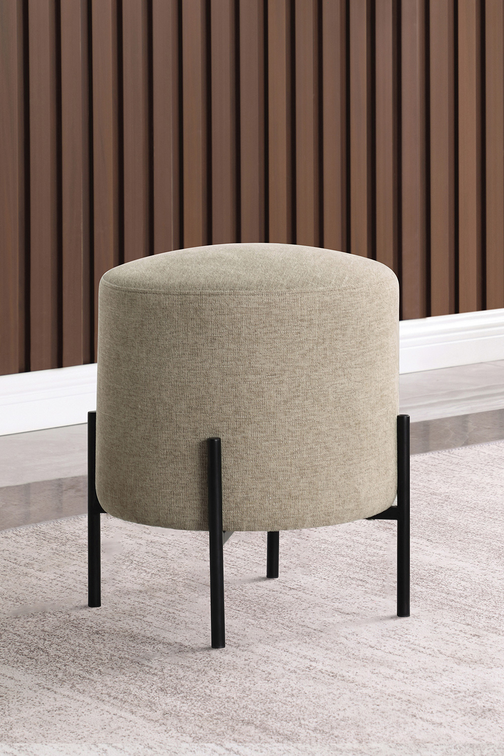 Coaster - Round Upholstered Ottoman with Metal Legs