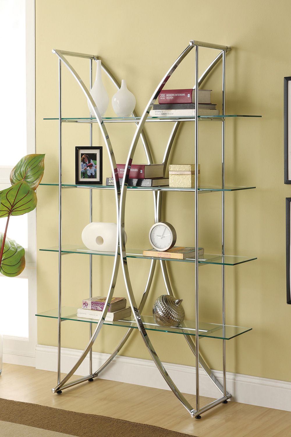 Coaster - 4-Tier Bookcase in Chrome/Clear