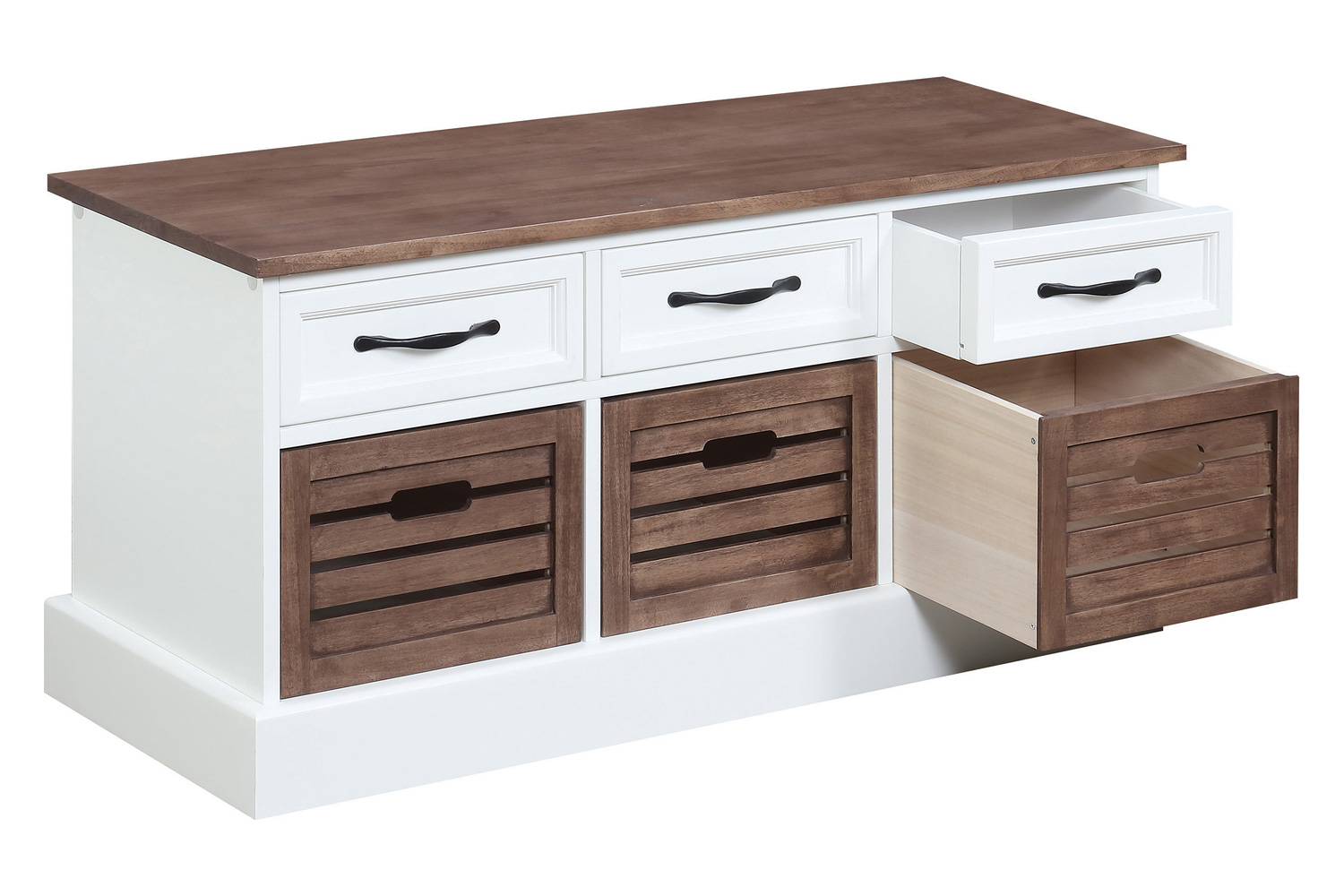 Coaster 3-Drawer Storage Bench - Weathered Brown/White